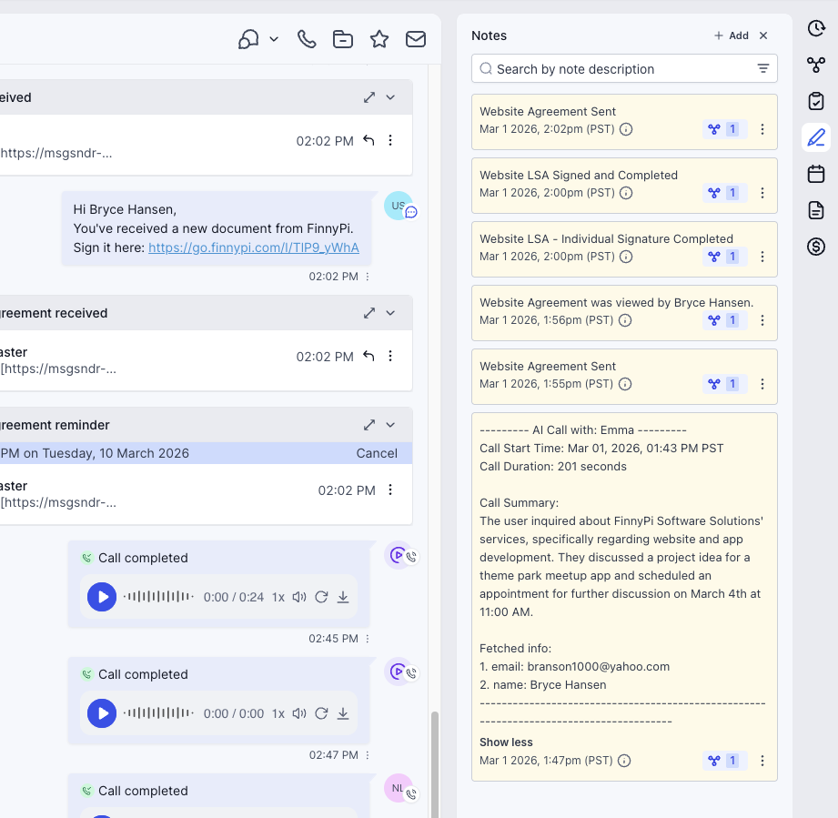 Appointments and notes screenshot