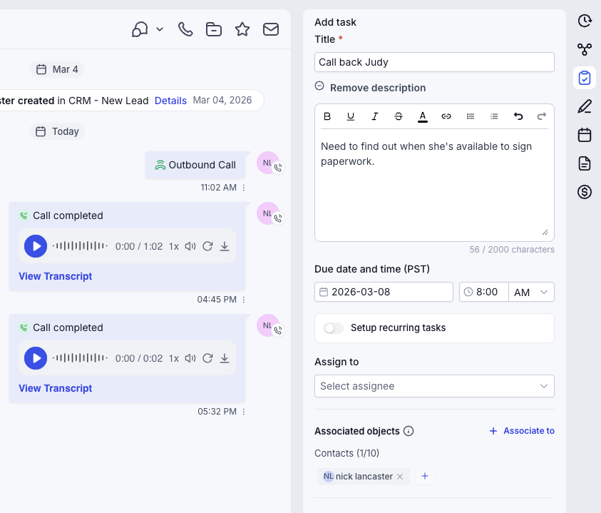 Task management screenshot