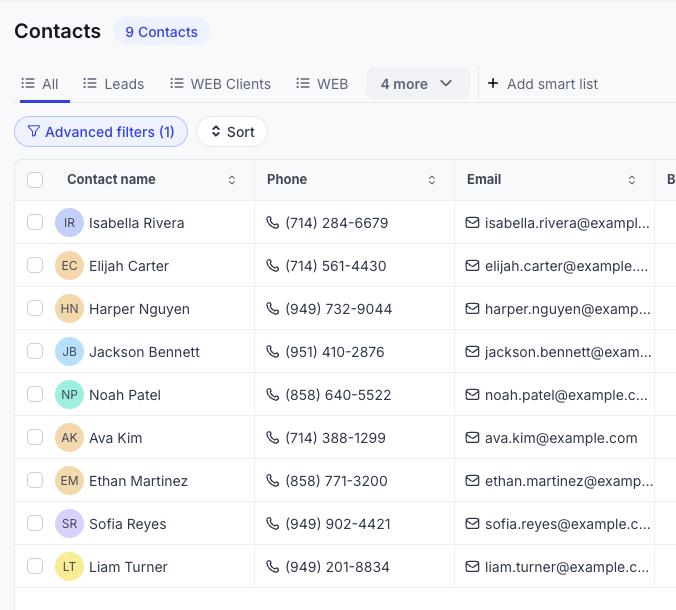 Contact list manager screenshot
