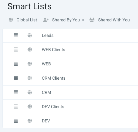Smart list contact view screenshot